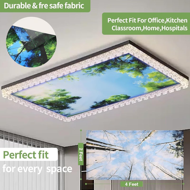 rndecuck 4Pcs Fluorescent Light Covers for Ceiling Lights,4x2 Feet Magnetic Light Covers,Drop Ceiling Lighting Covers Decor for Office,Kitchen,Classroom,Home,Hospitals (Forest) - Image 3